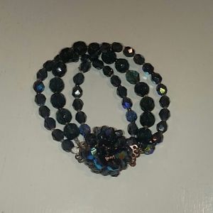 Navy Blue iridescent beaded bracelet